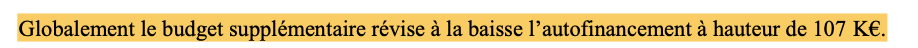 Phrase baisse autofinancement